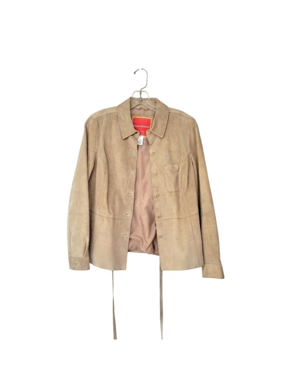 Isaac Mizrahi For Target Tan Genuine Suede Leather Jacket Womens M Button Front